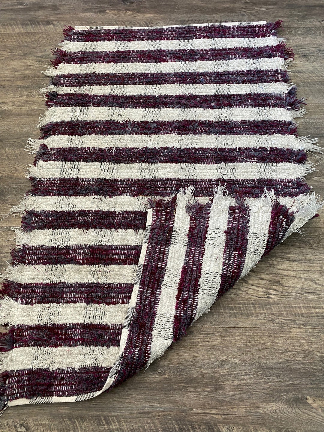 Amishmade Handwoven Yarn Rug 42 X 26 Plum Etsy