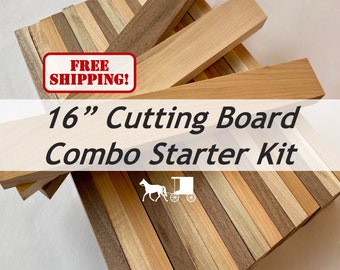 16" Wood Cutting Board DIY Kit: Walnut, Cherry, Maple (18-pk)