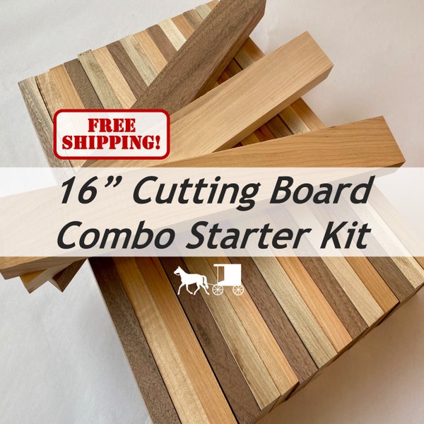 3/4" x 2" x 16" (18-pk) Combo Cutting or Charcuterie Board DIY Starter Kit! 6 Walnut, 6 Cherry, 6 Maple - Free Shipping!