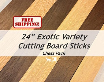 Cutting Board Sticks: 24" Exotic Variety (6-Pack) Exotic White Wenge (Lati) & Peruvian Walnut
