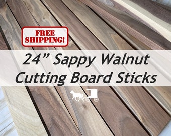 Cutting Board Sticks: 24" Sappy Walnut (6 & 10 packs) - Great for Charcuterie Boards too!