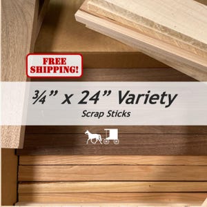 3/4" x 24" Variety - Maple Cherry Walnut - Useable Scrap Sticks Wood Boards - for Woodworking, Crafting, DIY, and More - Free Shipping