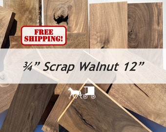 3/4 Black Walnut Scrap Wood 12" Lumber Boards - Value Box of Walnut - Great for Woodworking and DIY Crafting Projects - Free Shipipng!