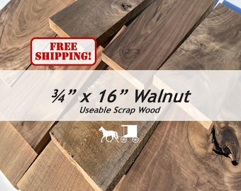 Boards: 16" x 3 to 6" Wide Walnut Wood - Useable Scrap Wood - Cut Off Lumber