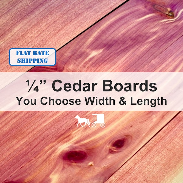 1/4" Thin Aromatic Red Cedar Boards - You Choose Size - Cutting Board Accents, Laser Engraving, Crafts, Woodworking, Scroll Sawing and More!