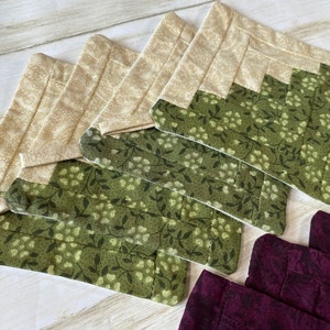 Amish-made Quilt Square Coasters - Great for Hot or Cold Drinks - Green and Cream - Free Shipping!