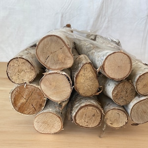 Amish-made Natural Small White Birch Logs - 1 to 2.5&quot; Diameter - Qty Aprox 10 - Great for Crafting and Seasonal Decor - Free Shipping!