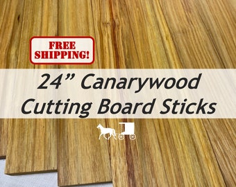 Cutting Board Sticks: 24" Exotic Canarywood (3, 6 & 10 packs) - Great for Charcuterie Boards too!