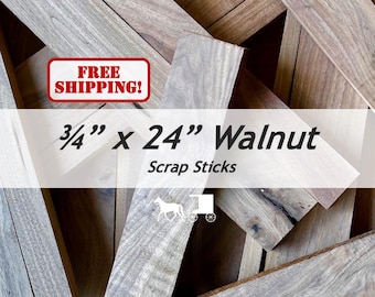 3/4&quot; x 24&quot; Walnut - Useable Scrap Sticks Wood Boards - for Woodworking, Crafting, DIY, and More - Free Shipping