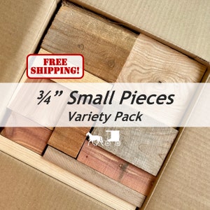 Small Pieces: 3/4" Variety (Maple, Cherry, Walnut) Crafting Wood Blocks - Useable Scrap Wood Boards