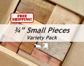 Small Pieces: 3/4" Variety (Maple, Cherry, Walnut) Crafting Wood Blocks - Useable Scrap Wood Boards