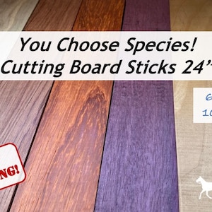 3/4" x 2" x 24" (6 & 10 packs) Cutting Board Kit Add Ons! You Choose Walnut, Cherry, Maple, Cedar, Oak, Purpleheart, Padauk!  SHIPS FREE!