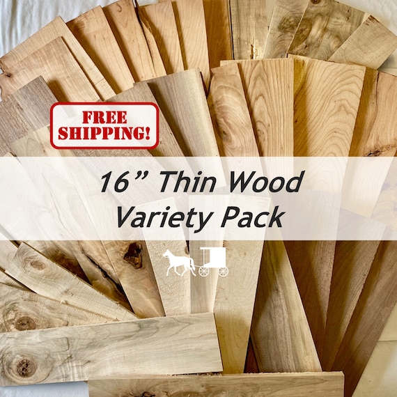 16 Thin Wood Variety Box about 1/8 5/8 Thick X Varying Widths and Species X  16 Good for Lasering, Scrollsawing, Cricuit, and Crafts -  Denmark