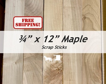 Sticks: 12" Maple - Useable Scrap Cut Off Wood - Cutting Board Staves