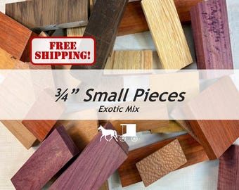 Small Pieces: 3/4" Exotic Crafting Wood Blocks for Crafting, Woodworking, DIY Toys - Useable Scrap
