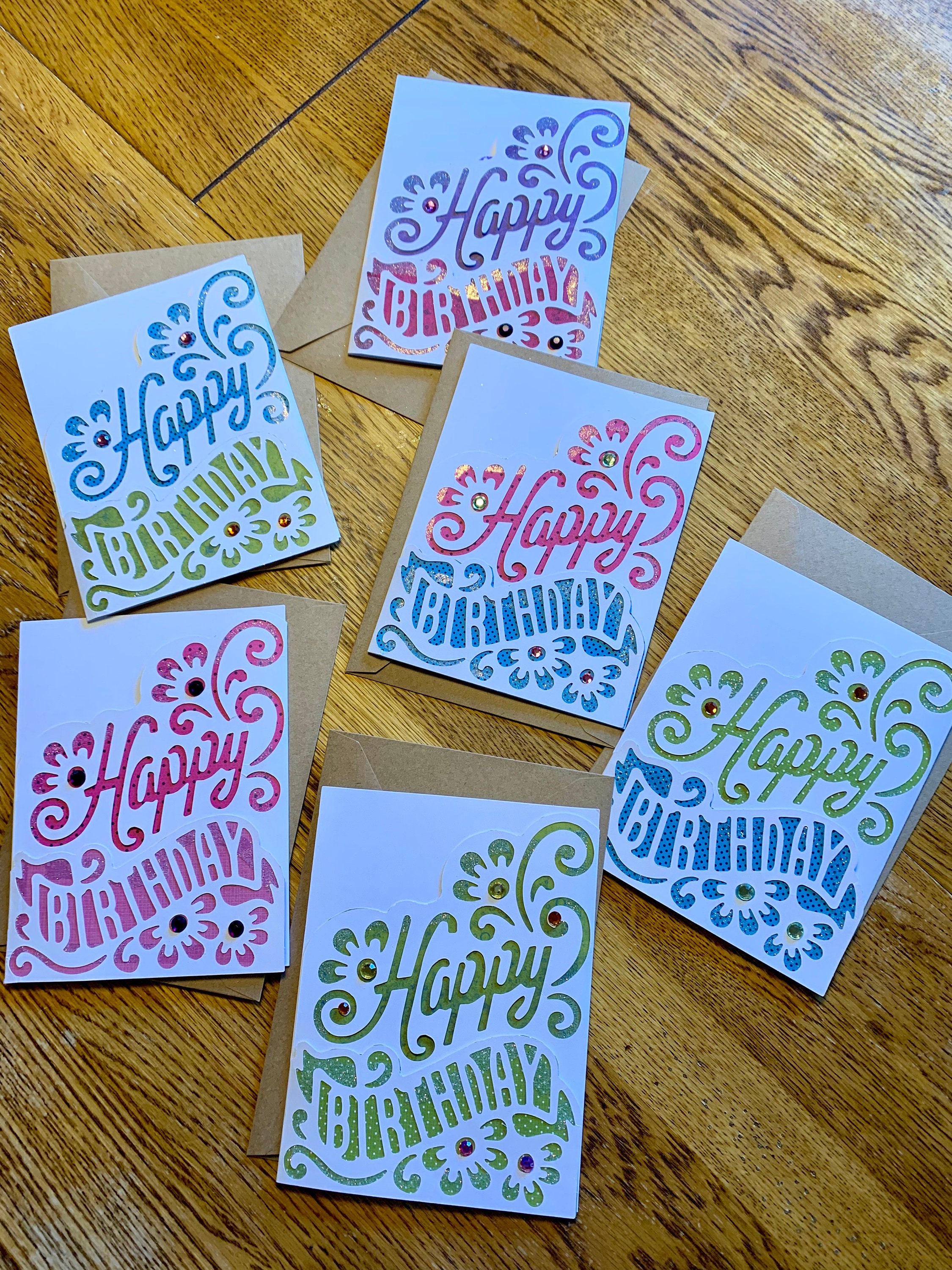 TriFold Die Cut Happy Birthday Greeting Cards Birthday Etsy