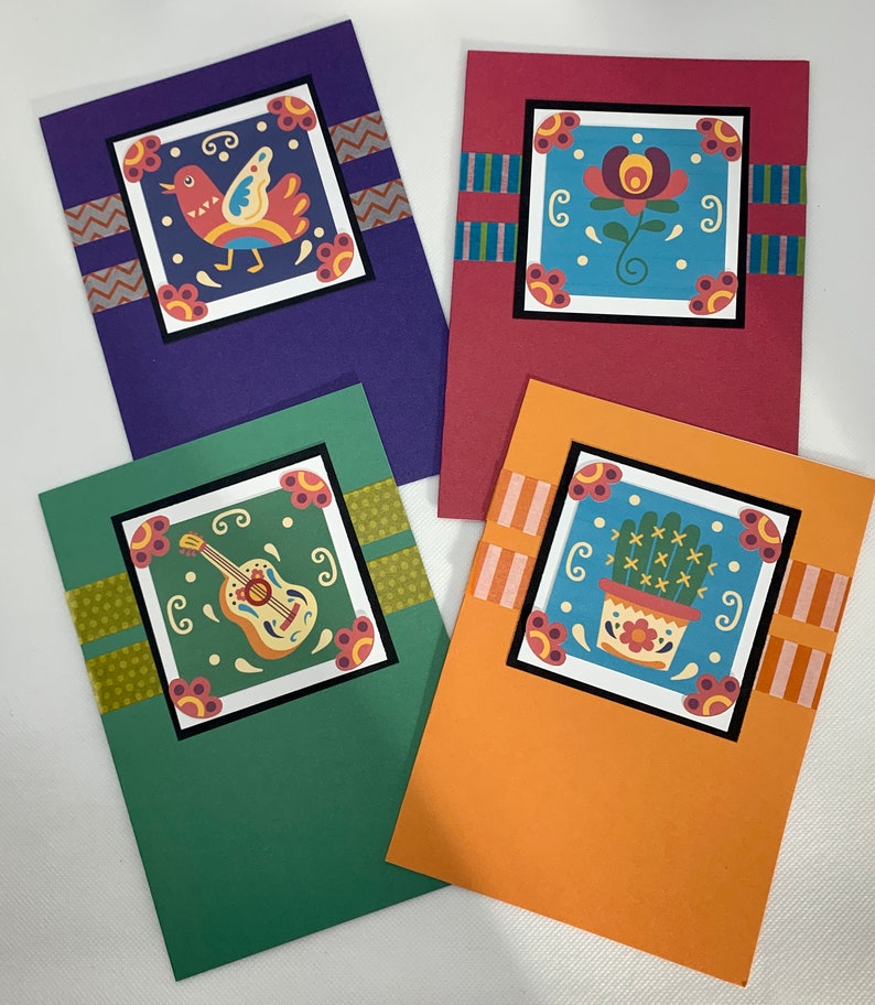 Unique Blank Stationery Note Cards Set of 4 Festive Note Card Set Cinco de Mayo Greeting Cards Mariachi Band Card