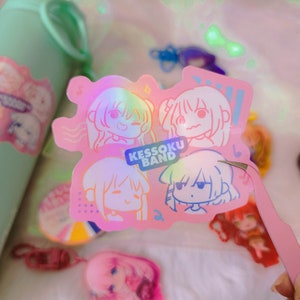 Anime Rock Band Cute Chibi pegatina impermeable Holo