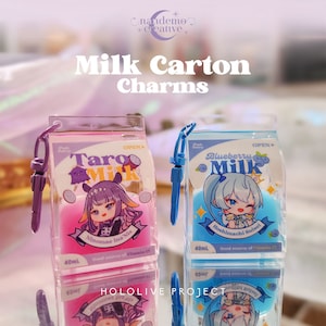 Amuleto de caixa de leite Hololive - Hoshimachi Suisei Ninomae Inanis chaveiro líquido fofo