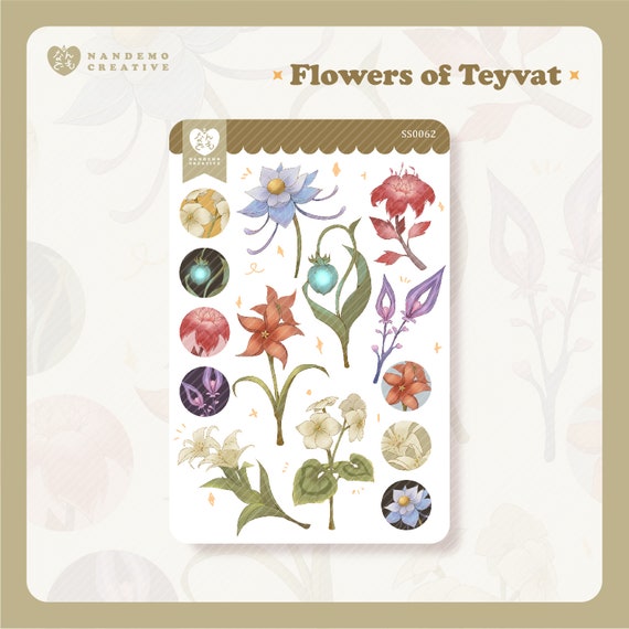 Flowers of Teyvat Genshin Impact Stationery Collection Washi Tape, Art  Print and Sticker Sheet 
