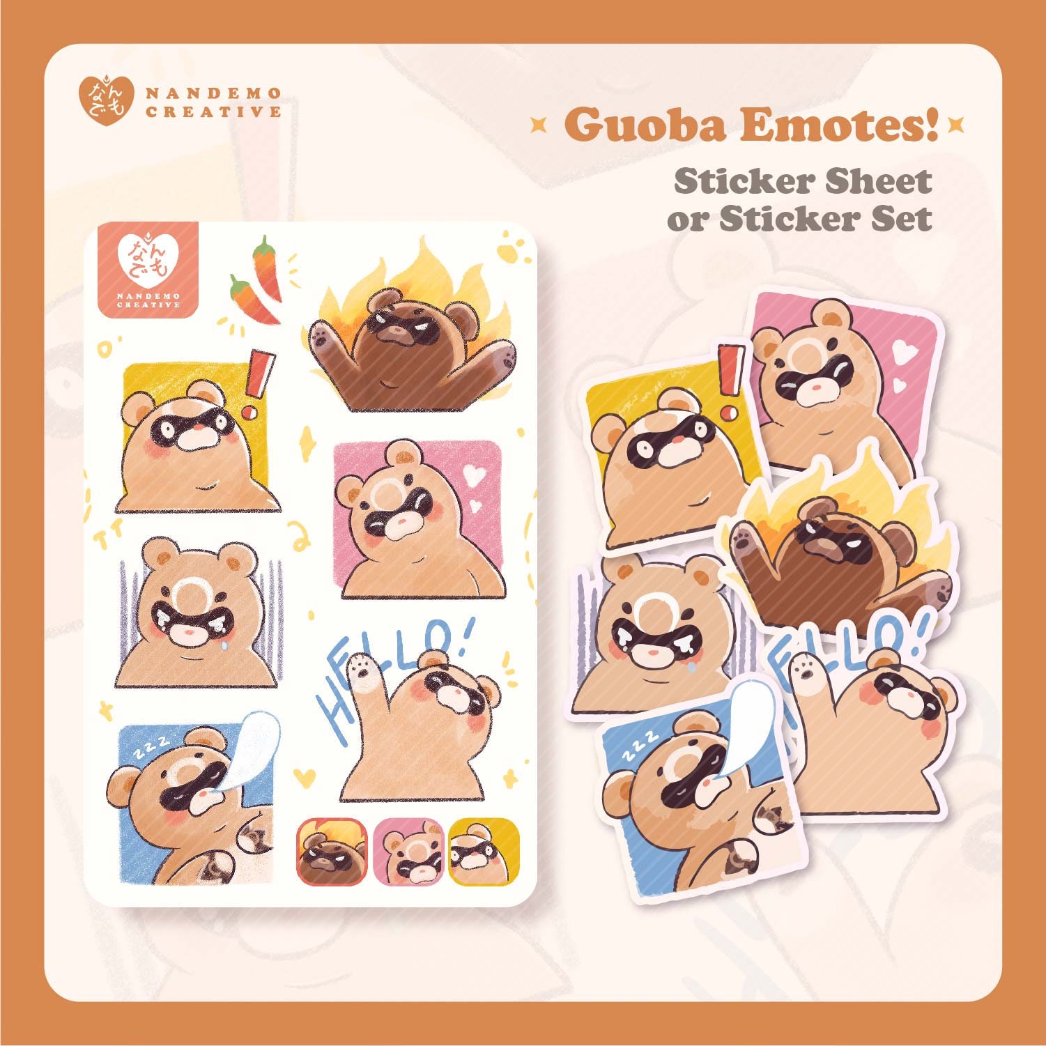 Genshin Impact Guoba Emotes Sticker Sheet and Sticker Set - Etsy