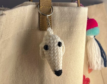 Cute Crochet Borzoi Dog Keychain - Greyhound (Long Nose Dog)