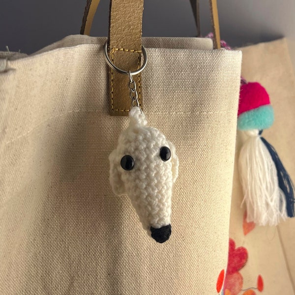 Cute Crochet Borzoi Dog Keychain - Greyhound (Long Nose Dog)