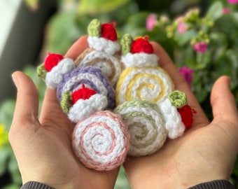 Cute Crochet Swiss Roll Keychain | Handmade Cake Keychain Accessory