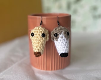 Cute Crochet Borzoi Dog Earrings (Long Nose Dog) [COLOR CUSTOMIZABLE]