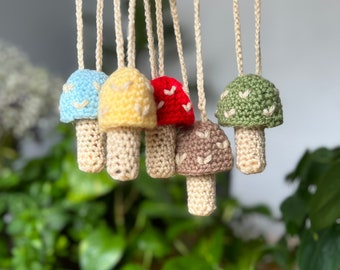 Cute Crochet Mushroom Chapstick Holder Keychain - Bag Accessory & Car Hanging Mirror Accessory