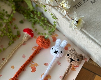 Cute Crochet Bookmarks - Handmade Bunny Bookmark, Bear Bookmark, Mushroom Bookmark, Pumpkin Bookmark - Book Buddies