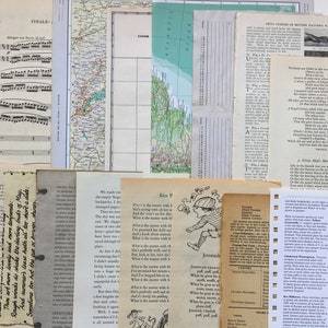 Vintage Book Pages 100+ Paper Sheets/200 Sides Music Sheets/Maps/Science/French/Botanical, Ephemera, for Journaling/Scrapbooking