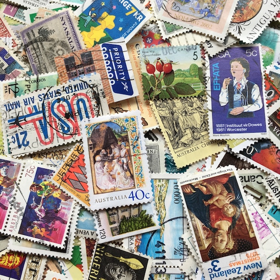 20g FOREIGN POSTAGE STAMPS around 200 or used world Etsy