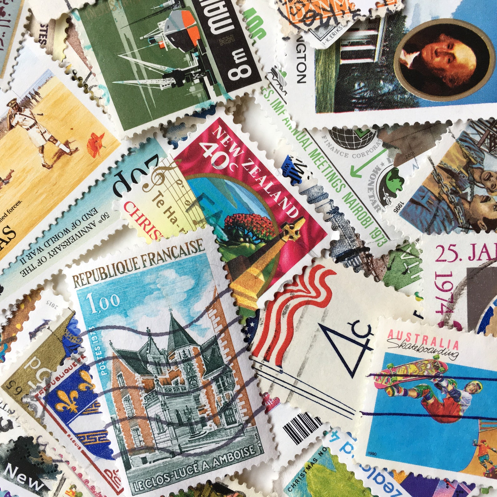 20g FOREIGN POSTAGE STAMPS around 200 or used world Etsy