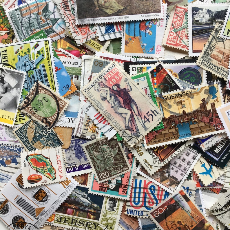 20g FOREIGN POSTAGE STAMPS around 200 or used world Etsy