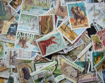 50 Animal/Animals Vintage Postage Stamps all different off paper for collecting, crafting, Scrapbooking, junk journals, collage, decoupage