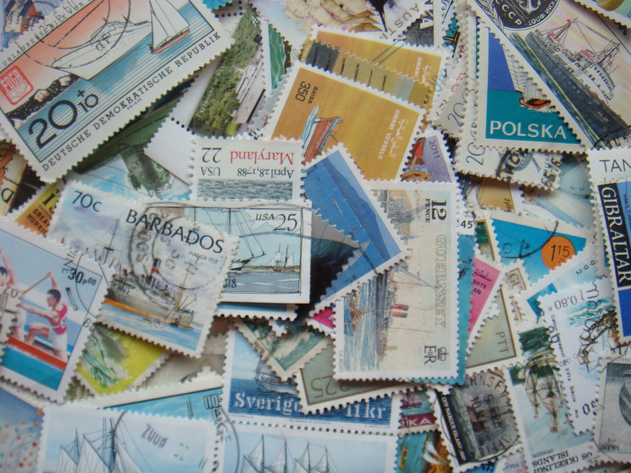 50 Boats Ships Postage Stamps all different off paper for Etsy