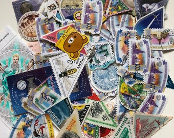 50 Shapes Vintage Postage Stamps all different off paper for collecting, crafting, Scrapbooking, junk journals, collage