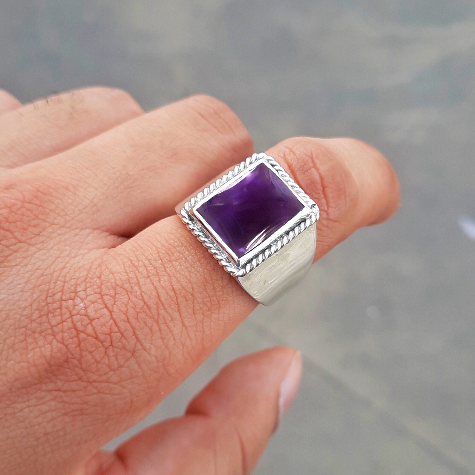 MENS AMETHYST RING Mens Ring 925 Sterling Silver Etsy