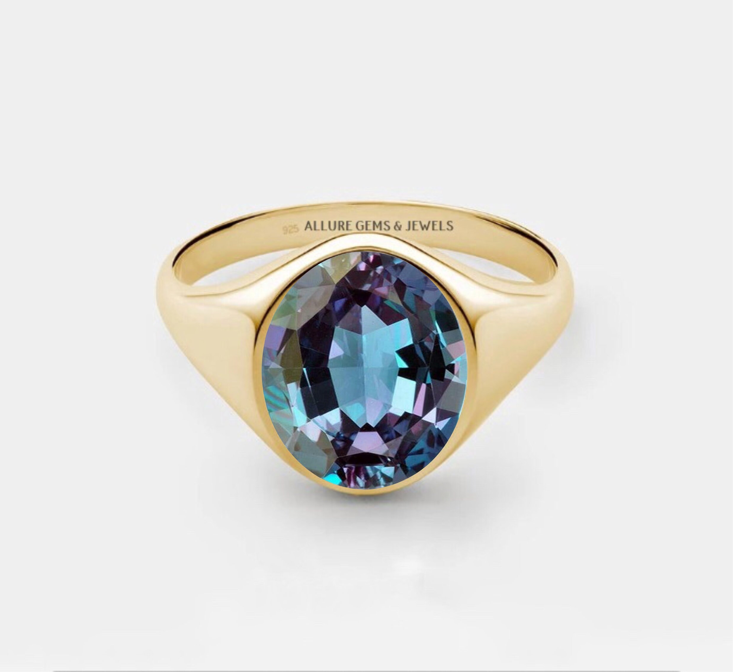 Mens Alexandrite Ring Oval Alexandrite ring Gold Alexandrite Etsy