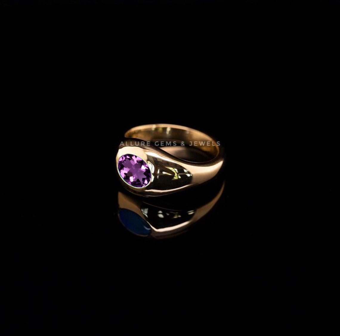 Mens Amethyst Ring Natural Amethyst Gold Ring Oval Etsy