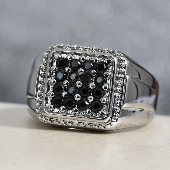 Mens Black Diamond Ring Mens Black Onyx Ring 925 Sterling Etsy