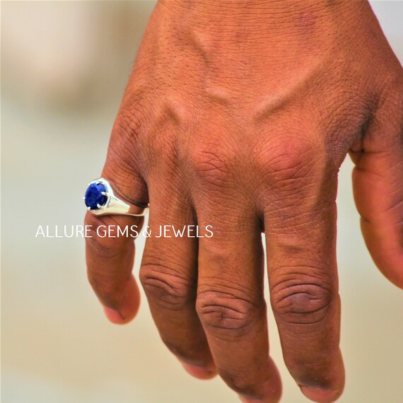 MENS LAPIS LAZULI Ring Men White Gold Ring Mens Pinky Ring 925 Sterling Silver Lapis Ring Mens Signet Ring Gift For Him Mens Ring