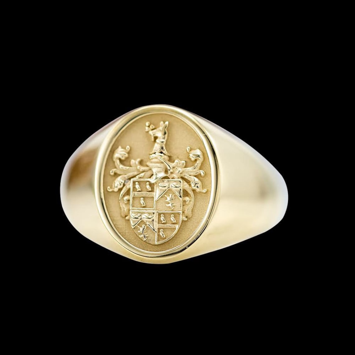 Gold Family Crest Ring Family Rings Gold Ring Etsy