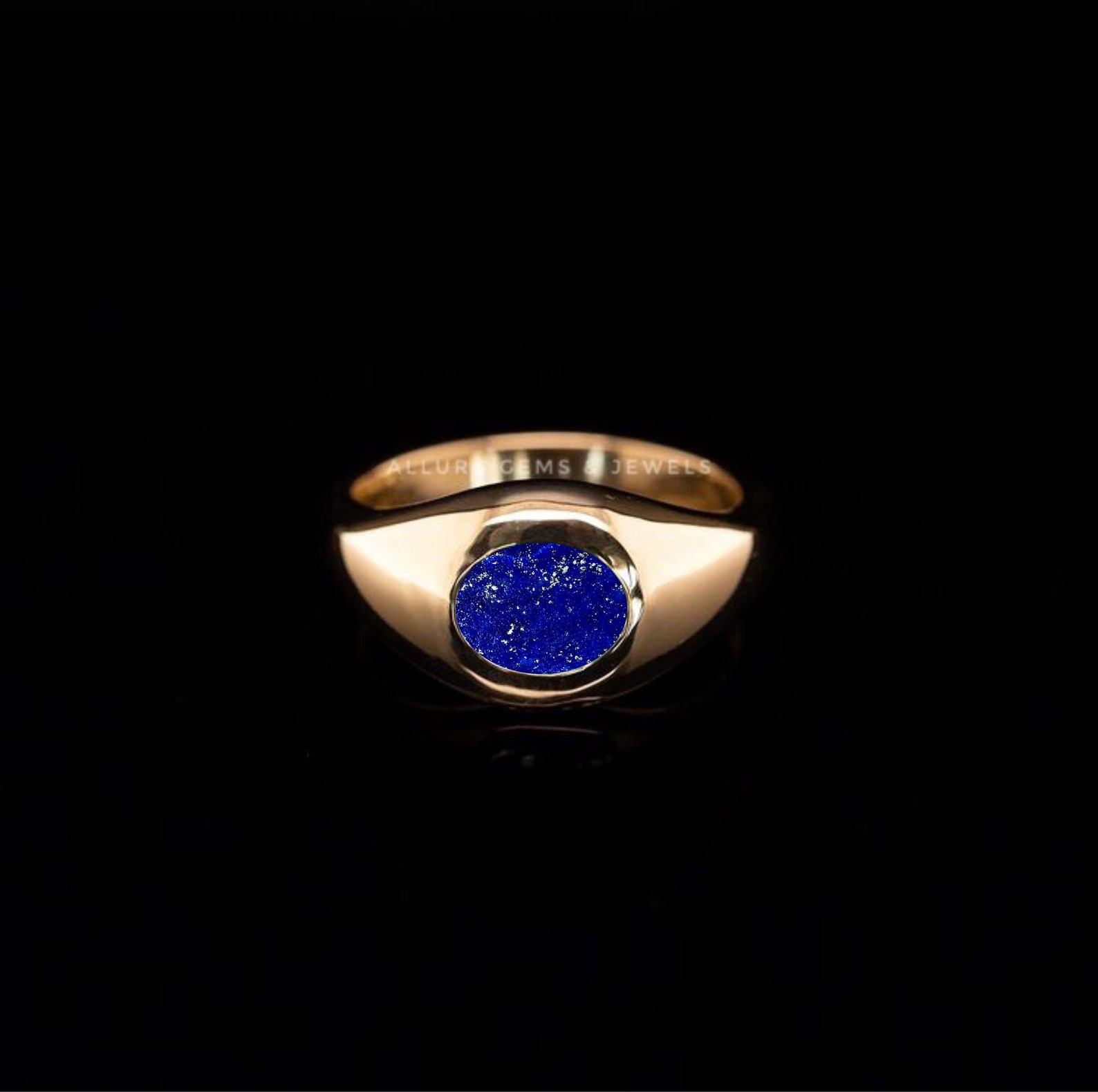 Mens Lapis Lazuli Ring Mens Gold Ring 925 Sterling Etsy