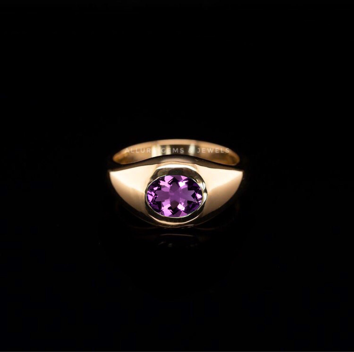 Mens Amethyst Ring Natural Amethyst Gold Ring Oval Etsy