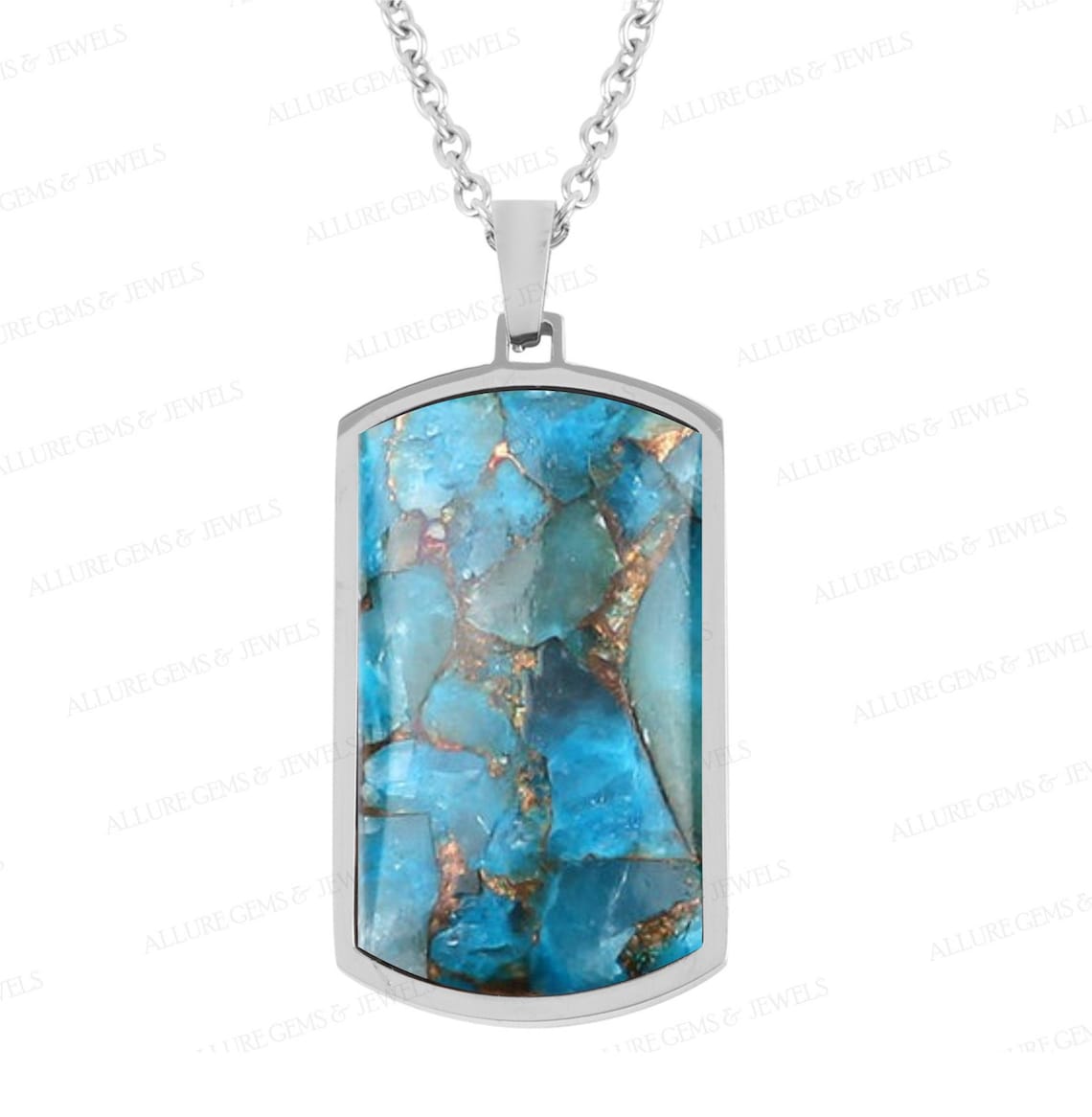 Mens Copper Turquoise Necklace Sterling Silver Necklace men Etsy