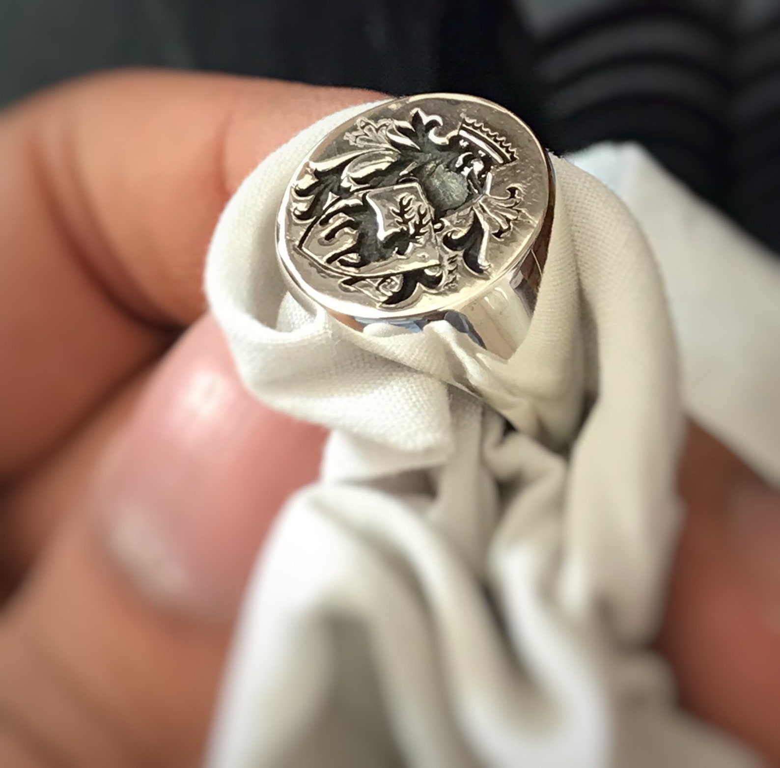 Sterling silver Family Crest Ring Mens ring Custom Etsy