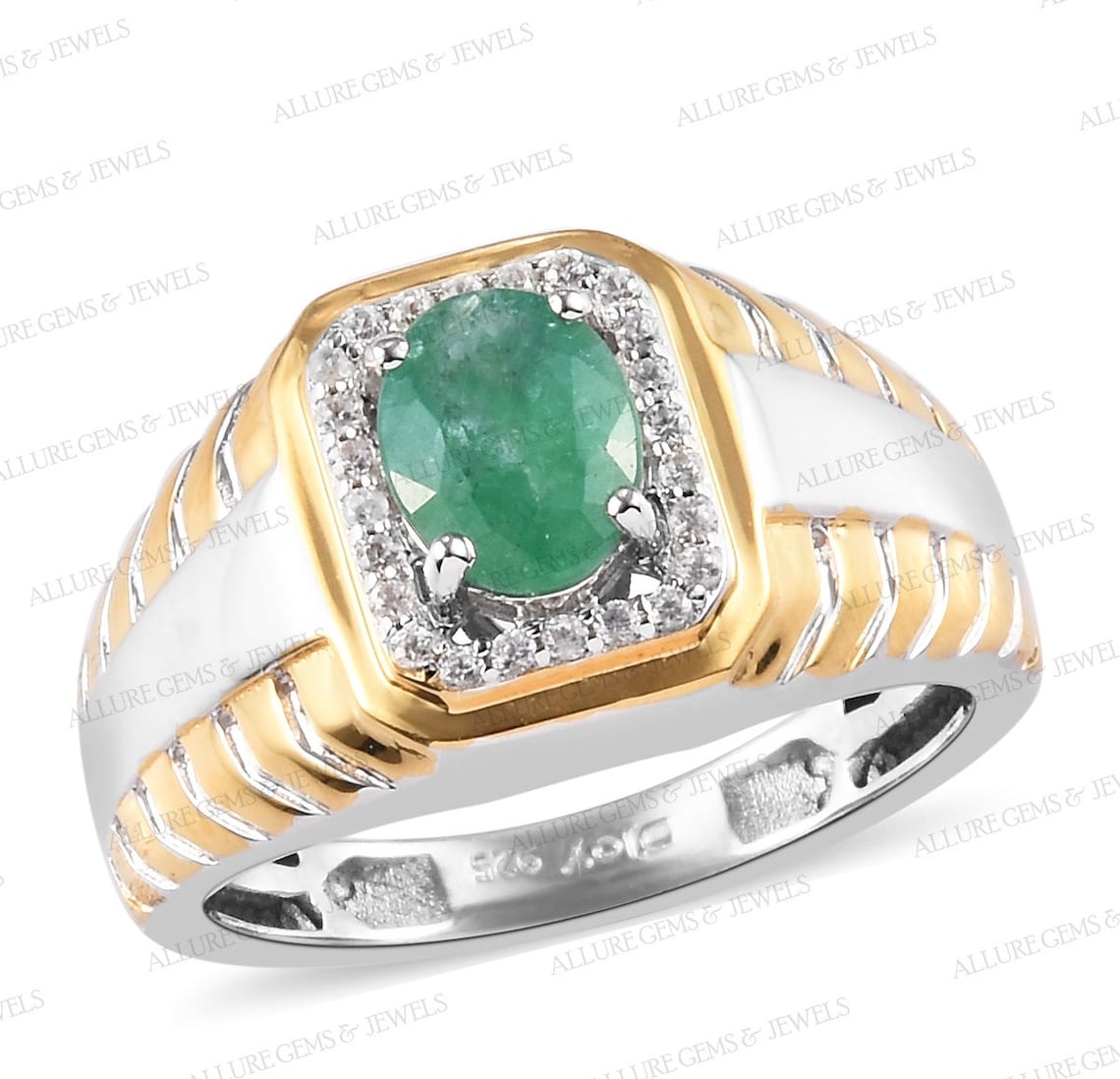 Mens Natural Emerald Ring Men Emerald Ring 925 Etsy