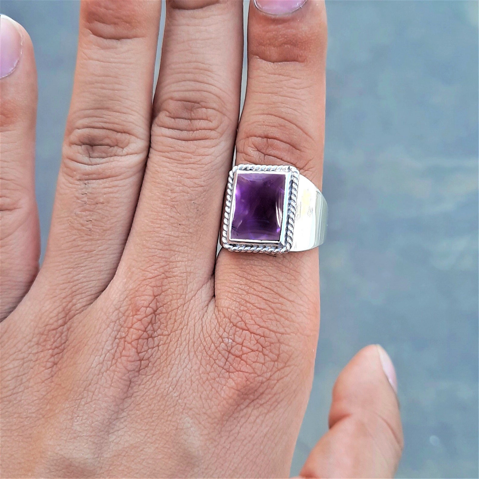 MENS AMETHYST RING Mens Ring 925 Sterling Silver Etsy